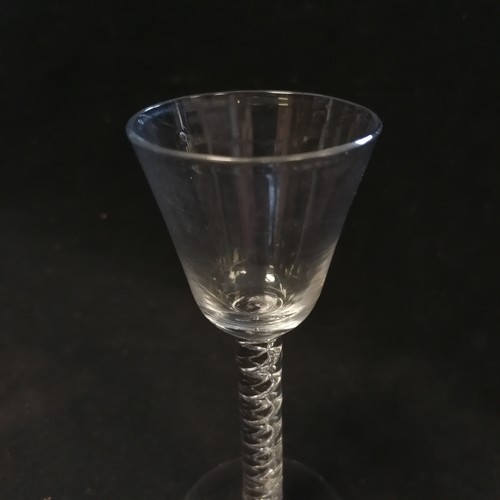 7 - Antique double air twist stemmed cordial / wine glass - late 18th ~ 15.5cm high x 6.5cm base and has... 