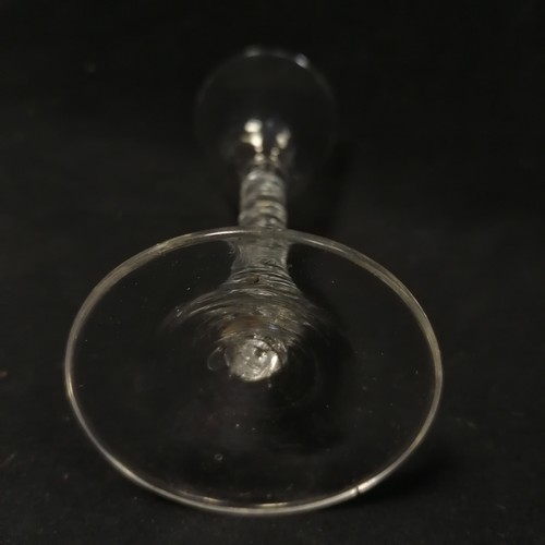 7 - Antique double air twist stemmed cordial / wine glass - late 18th ~ 15.5cm high x 6.5cm base and has... 