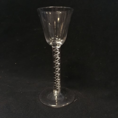 7 - Antique double air twist stemmed cordial / wine glass - late 18th ~ 15.5cm high x 6.5cm base and has... 