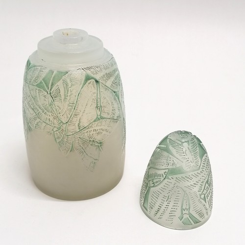 16 - Lalique Papillons (Butterflies) perfume burner with green detail - approx 18.5cm high & no obvious d... 