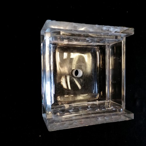 18 - R Lalique colmar cigarette box - 10cm x 11cm ~ missing lid, has hole in centre & has chips to some e... 