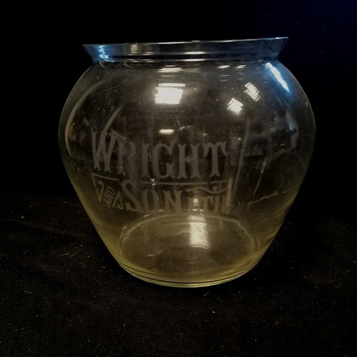 28 - Antique Wright and Son Ltd advertising glass bowl 17cm high. In good used condition