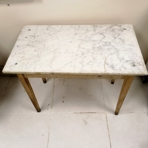 36 - Antique marble topped pine pastry table 100cm x 58cm x 79cm high