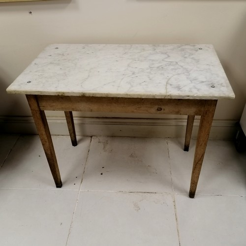 36 - Antique marble topped pine pastry table 100cm x 58cm x 79cm high