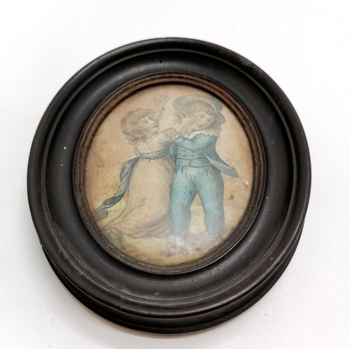 42 - Antique portrait miniature on card of a gentleman in later frame (frame 21cm x 23cm) t/w hand painte... 