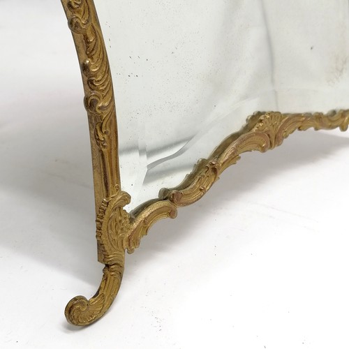 49 - Antique ormolu easel stand bevelled mirror - 39cm high - in good used condition