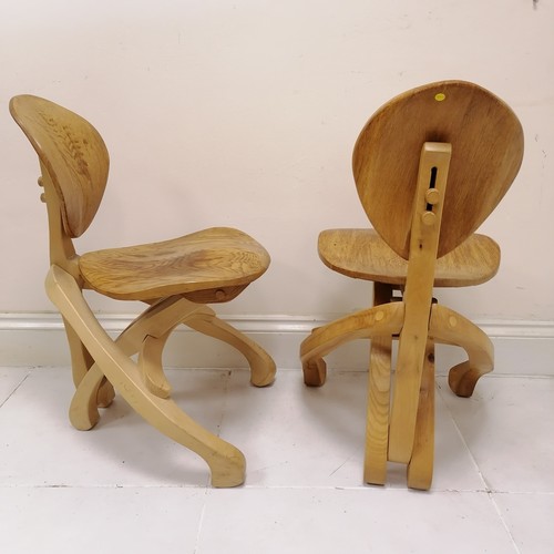 50 - 2 x bespoke handmade oak (with sycamore & ash) office chairs by Malcolm David Smith (cost £500 each ... 