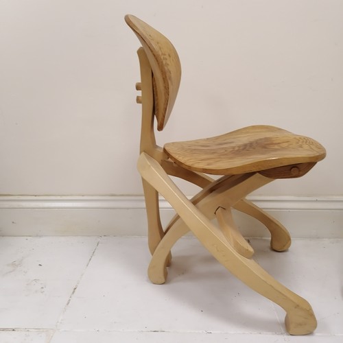 50 - 2 x bespoke handmade oak (with sycamore & ash) office chairs by Malcolm David Smith (cost £500 each ... 