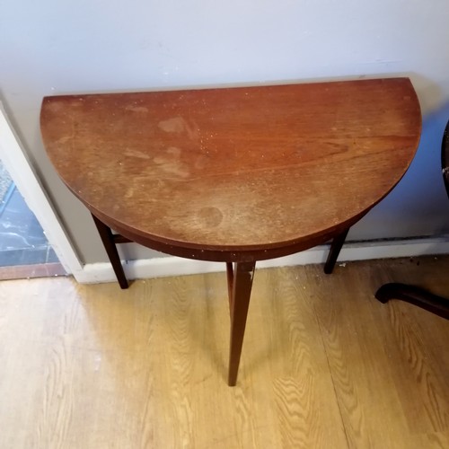 56 - Antique tilt top mahogany circular table T/W a semi circular side table. Both A/F