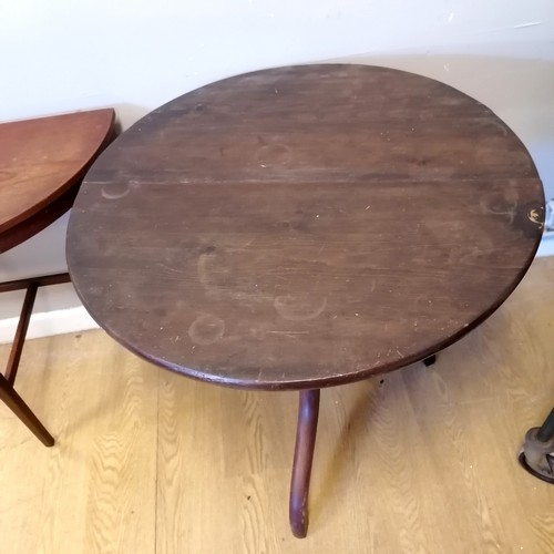 56 - Antique tilt top mahogany circular table T/W a semi circular side table. Both A/F