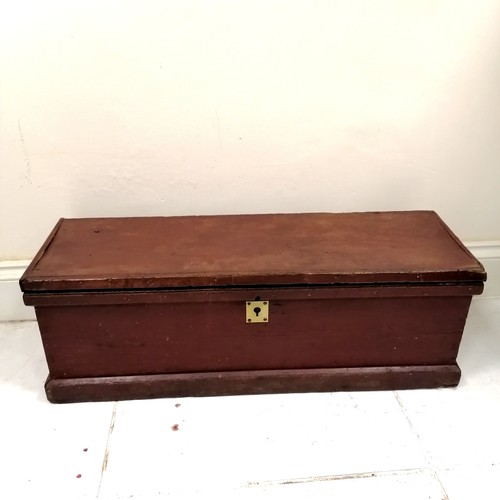 61 - Antique pine chest with original paint finish 90cm x 31cm x 30cm high. In good used condition.