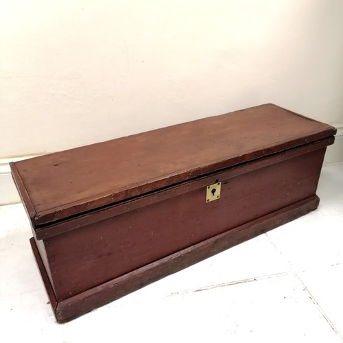 61 - Antique pine chest with original paint finish 90cm x 31cm x 30cm high. In good used condition.