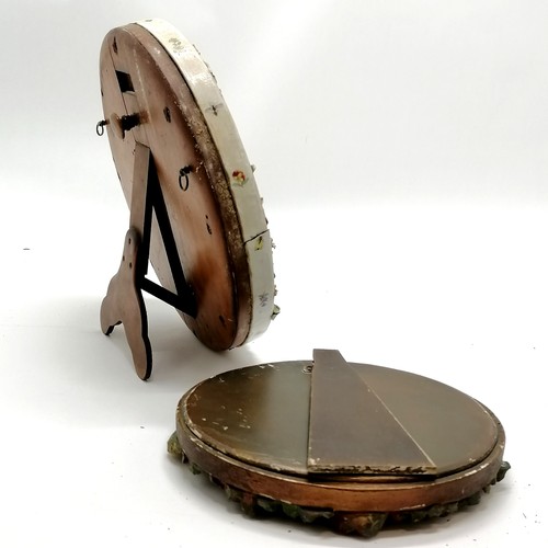 67 - 2 antique oval mirrors - 1 in porcelain (30cm x 24cm) & 1 barbola ~ both with obvious damage