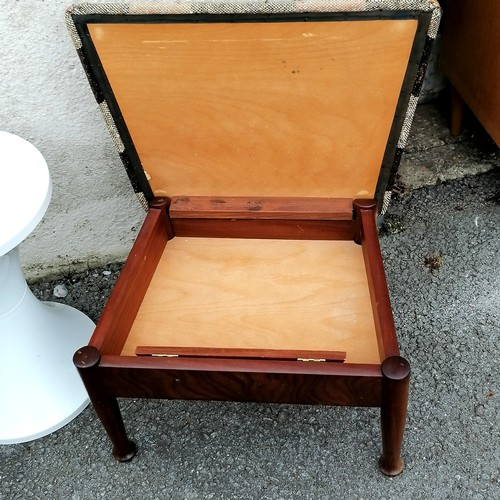 69 - Pair of upholstered mid 20th century stools with lift up lids for storage t/w mid 20th century white... 