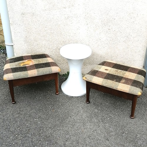 69 - Pair of upholstered mid 20th century stools with lift up lids for storage t/w mid 20th century white... 