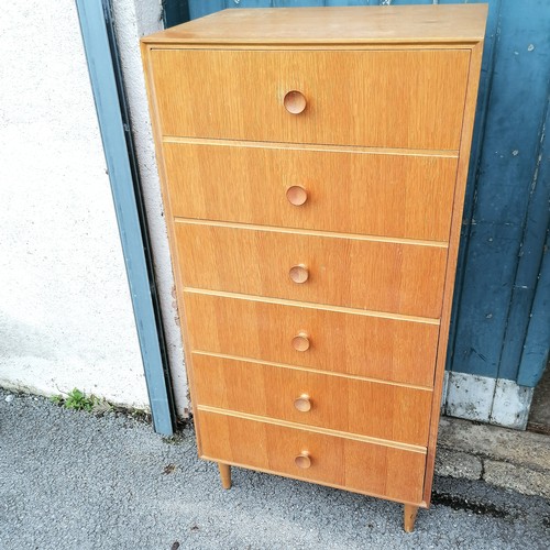 70 - Mid 20th C utility 6 drawer chest of drawers. In good used condition. 61 cms wide, 124 cms high, 46 ... 