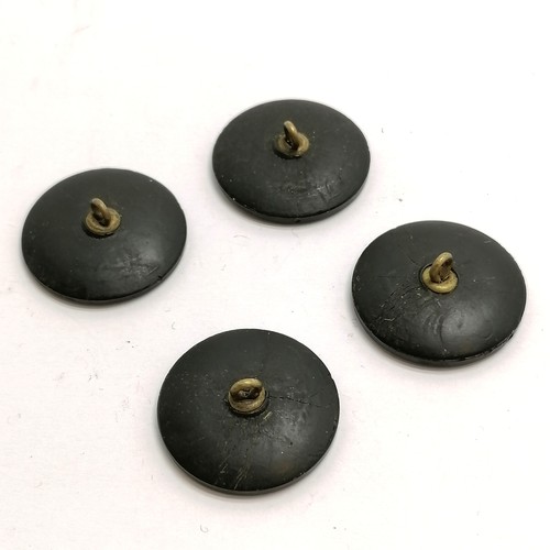 220 - Victorian set of 4 x black glass buttons with camel and arab detail (2.5cm diameter) - slight a/f