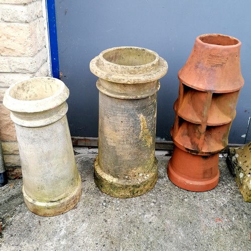 440 - 3 x chimney pots tallest 77cm high