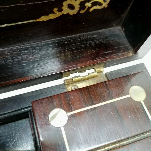 2 - Antique rosewood & mother of pearl tea caddy with original mixing bowl - 36.5cm x 20.5cm x 19cm high... 