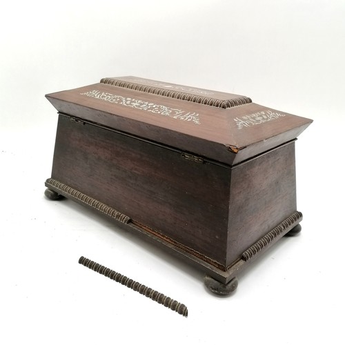 2 - Antique rosewood & mother of pearl tea caddy with original mixing bowl - 36.5cm x 20.5cm x 19cm high... 