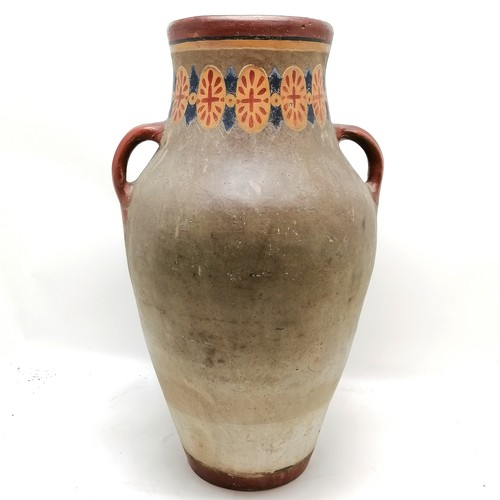 17 - Large antique Egyptian revival 2 handled jug with figural detail - 62cm high ~ slight wear but no ob... 