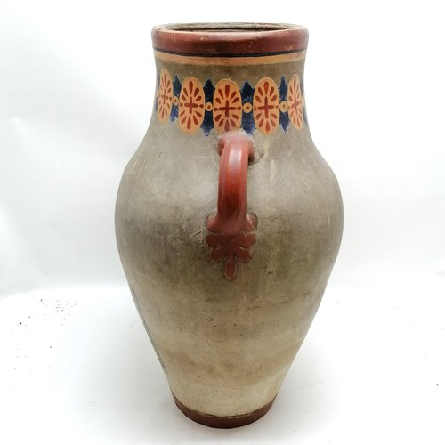 17 - Large antique Egyptian revival 2 handled jug with figural detail - 62cm high ~ slight wear but no ob... 