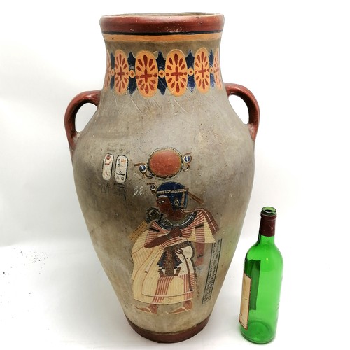 17 - Large antique Egyptian revival 2 handled jug with figural detail - 62cm high ~ slight wear but no ob... 