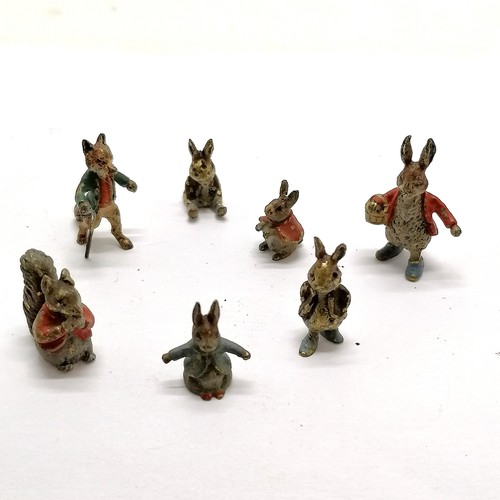 18 - 11 x Beatrix Potter original cold painted bronze figures - tallest 3.5cm. All in used condition with... 