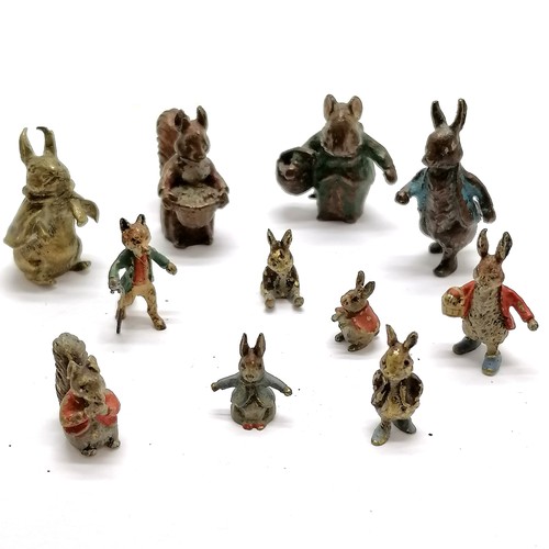 18 - 11 x Beatrix Potter original cold painted bronze figures - tallest 3.5cm. All in used condition with... 