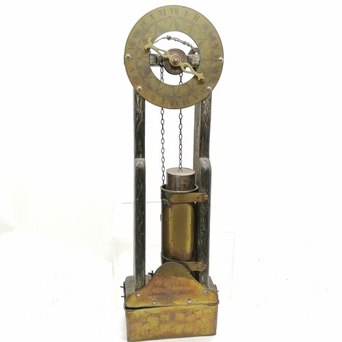 19 - 17th Century style wall mounted water clock with brass dial, water trough and plate. Engraved with '... 