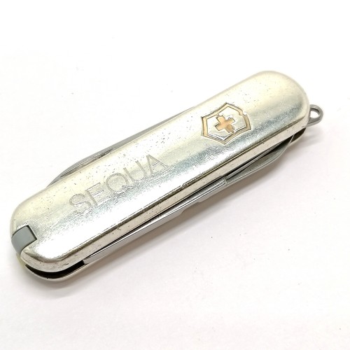 555 - Tiffany & Co 925 silver 750 Swiss army penknife with Sequa company dedication - 6cm long & total wei... 