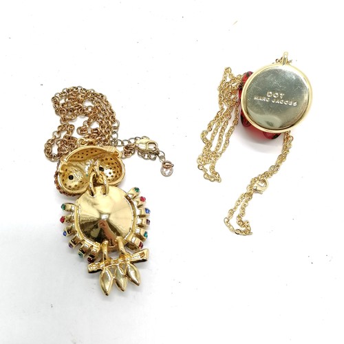 574 - Qty of costume jewellery inc Pandora silver gilt earrings, Butler & Wilson owl pendant on chain, Swa... 