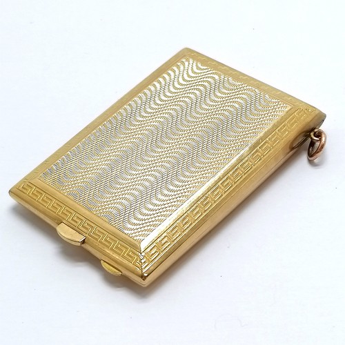 614 - 1927 9ct hallmarked gold match book vesta case by Payton, Pepper & Sons Ltd - 6cm x 4.3cm & 37.1g to... 