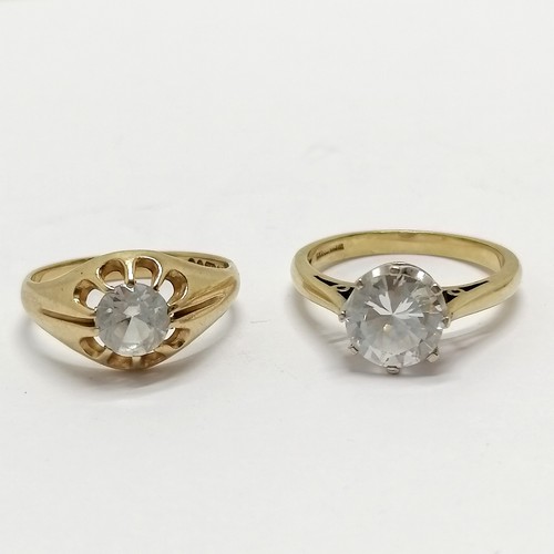 624 - 4 x 9ct hallmarked gold white stone set rings - 14g total weight