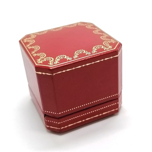 714 - Cartier red leather ring box 5.8cm x 5.8cm x 5cm high. In good used condition