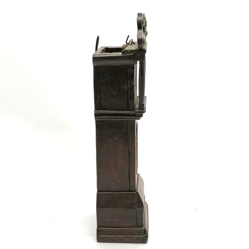 736 - Antique oak pocket watch stand as a grandfather clock with brass decertations and a Secton pocket wa... 