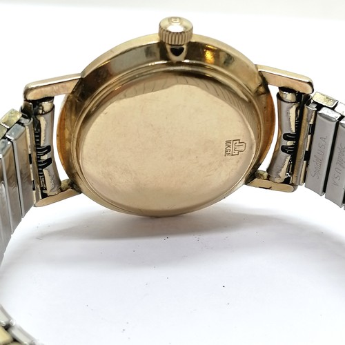 750 - 10ct gold filled Jules Jurgensen day / date automatic watch (32mm case) on sprung bracelet - slight ... 