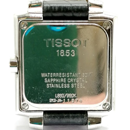 766 - Tissot 1853 stainless steel square gents wristwatch ref L860/960K, 30mm square case- Running , strap... 