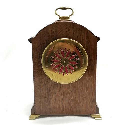 779 - Mahogany brass mounted large mantle clock with key and pendulum - 36cm high, with no obvious damage ... 