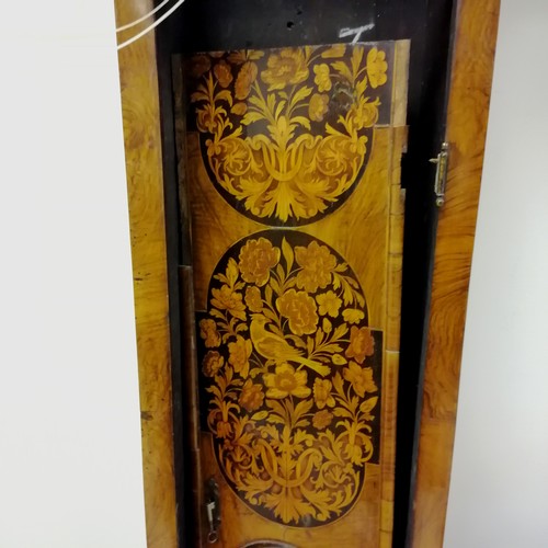 781 - Dutch Walnut and marquetry inlaid longcase clock, by Ben Child London, 225 cms in height, 49 cms in ... 