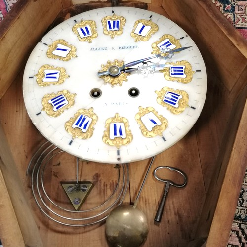 786 - French late 19th century Alliez and Berguer wall clock with enamel & gilt numerals on an alabaster f... 