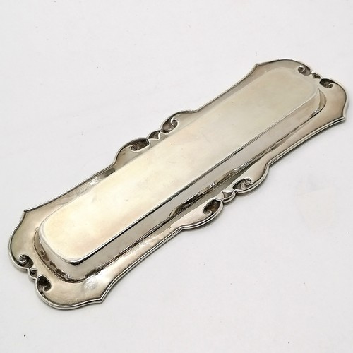 807 - Antique silver pen tray - 21cm long & 75g ~ kink at 1 end & has hole in side detail and some small d... 