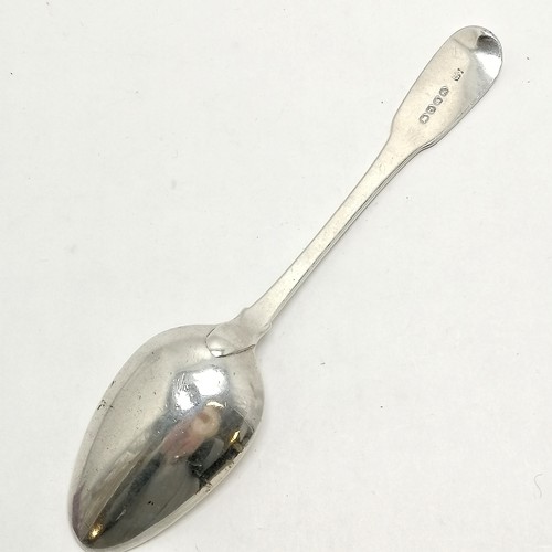 822 - Georgian silver hallmarked tablespoon initialled A 21.5cm & 68g. Dents to bowl