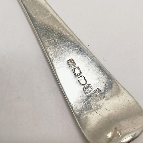 825 - Georgian silver hallmarked tablespoon with monogram CMA - 22.5cm & 72g. In good used condition