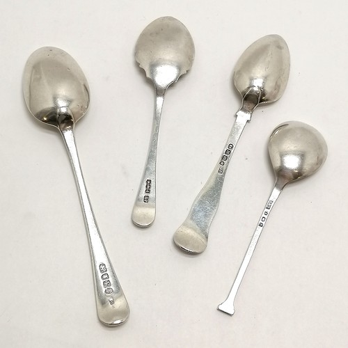 830 - 4 x antique silver hallmarked spoons inc Georgian - 1 with engraved decoration to bowl and handle (1... 