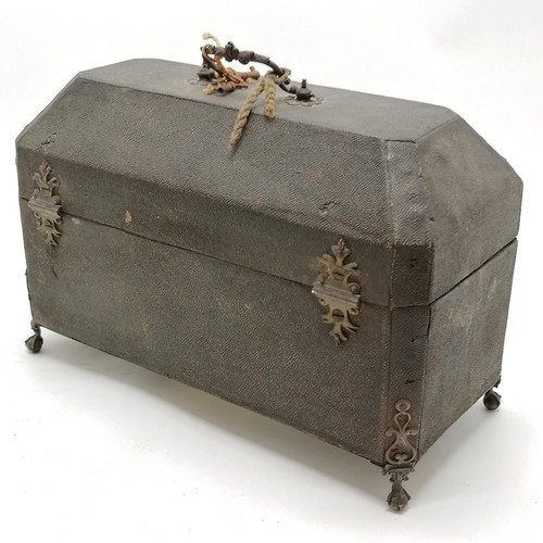 847 - 1766 George III silver set of 3 tea caddies by Samuel Taylor in original shagreen covered box (with ... 