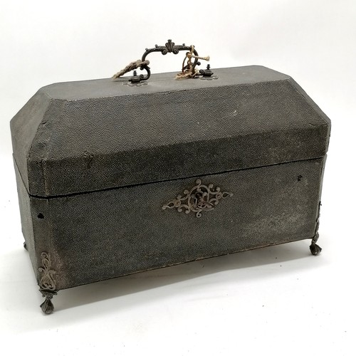 847 - 1766 George III silver set of 3 tea caddies by Samuel Taylor in original shagreen covered box (with ... 