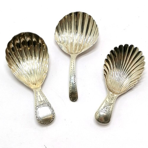 848 - 3 x Georgian silver caddy spoons - longest 8.5cm & total weight (3) 22g ~ in good bright condition w... 