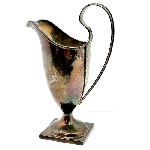 857 - Sterling silver cream jug on square base by Horace Woodward & Co Ltd - 13.5cm high & 106g ~ no obvio... 