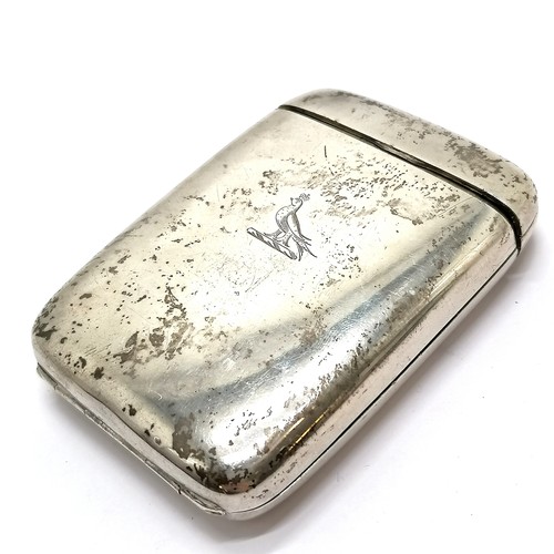 862 - 1900 silver cigarette case by IE - 8.5cm x 6cm & 98g ~ lid has split to 1 side and the case has some... 